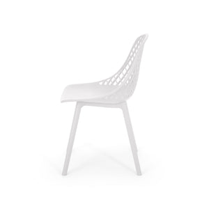 English Elm Christopher Knight Home® - LILY Outdoor Dining Chair with Weather-Resistant Polypropylene, Diamond Mesh Design for Durability White 27.5 L x 21.2 W x 20.3 H 69070.00WHI