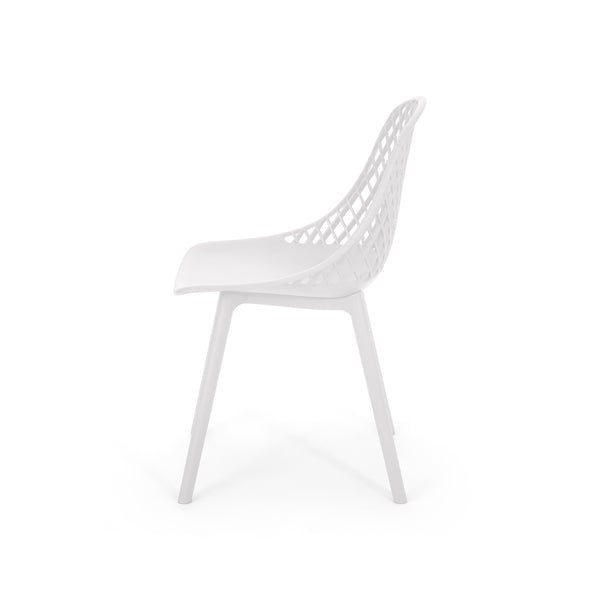 English Elm Christopher Knight Home® - LILY Outdoor Dining Chair with Weather-Resistant Polypropylene, Diamond Mesh Design for Durability White 27.5 L x 21.2 W x 20.3 H 69070.00WHI
