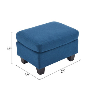 English Elm Upholstered Compact Ottoman with Birch Legs Padded Footrest for Living Room Decor Navy Blue N757P377351N