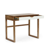 Christopher Knight Home® - Noble House - Ricketson Contemporary Handcrafted Mango Wood Desk with Storage, Natural and White