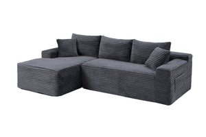 English Elm 106.3" Jumbo Corduroy L-shape Sectional Deep Seat Sofa No Assembly Living Room W5515S00036