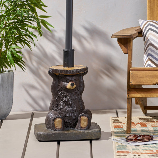 English Elm Christopher Knight Home® - BEAR Umbrella Base Dark Brown Concrete Resin Finish, Handcrafted Lightweight Design, No Assembly Needed 67766.00DBRN