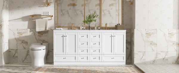 English Elm 72" Freestanding Bathroom Vanity Mdf Shaker Style with Ceramic Sink and Soft Close Storage N729P000031K