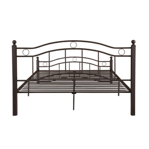 English Elm Christopher Knight Home® - KING Metal Bed Frame King Size Platform Bed with Geometric Headboard, Sturdy Iron, Underbed Storage Opportunity Copper 79.25 L x 28.75 W x 3.5 H 63298.00HMCOP-K-UK
