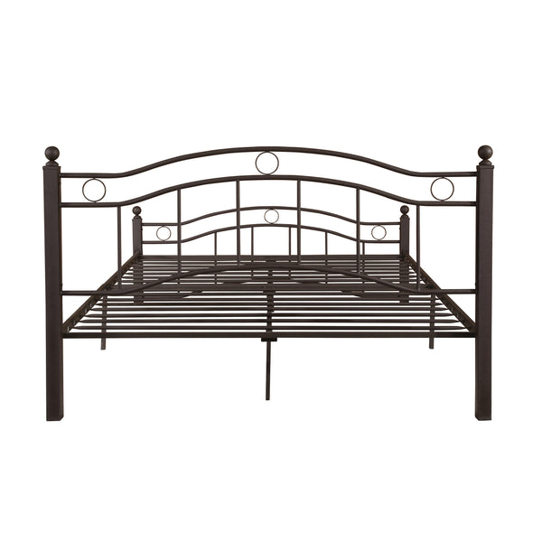 English Elm Christopher Knight Home® - KING Metal Bed Frame King Size Platform Bed with Geometric Headboard, Sturdy Iron, Underbed Storage Opportunity Copper 79.25 L x 28.75 W x 3.5 H 63298.00HMCOP-K-UK