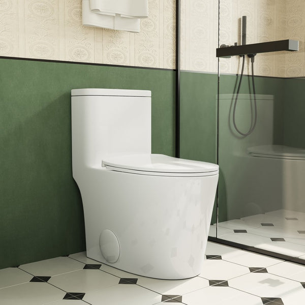 English Elm 1.1/1.6 Gpf Skirted One-piece Elongated Ceramic Toilet with Soft Close Seat Watersense B2724P246932