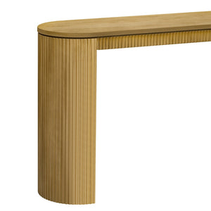 English Elm U_Style Elegant Curved Console Table With Vertical Stripe Detail - Perfect For Living Room & Entryway N711P205935N-GIGA