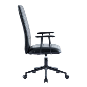 English Elm Antique Pu Leather High Back Office Chair with Swivel Gas Lift and Padded Armrests Antique Black W3149S00004