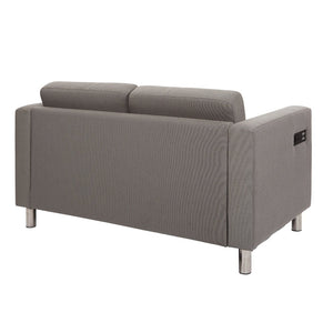 OSP Home Furnishings Atlantic 2 Seat Modern Compact Upholstered Couch with Built-in Usb Charging Chrome Legs Loveseat ATL52-895