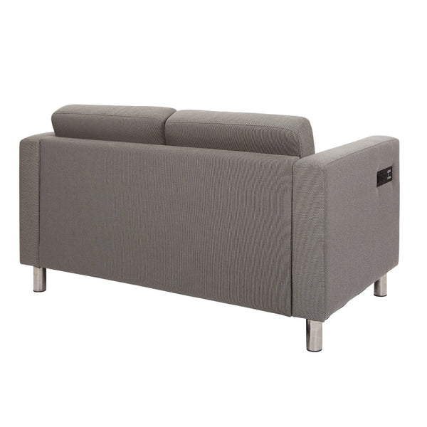 OSP Home Furnishings Atlantic 2 Seat Modern Compact Upholstered Couch with Built-in Usb Charging Chrome Legs Loveseat ATL52-895
