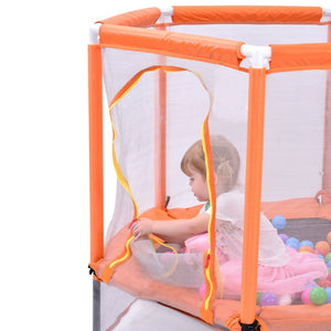 English Elm 55'' Kids Trampoline with Galvanized Steel Frame Foam Padded Enclosure and Ocean Balls Orange MX314556AAG