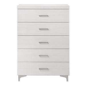 English Elm Contemporary Rustic Tone 1pc Dresser with Felt-Lined Top Drawers, Ball-Bearing Glides, Black Pulls, Bedroom Chic White 48 L x 20 W x 35 H B2741P405689