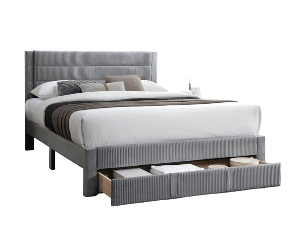 English Elm Luxury Corduroy Platform Bed with Storage Drawer and Channel Tufted Headboard B011P418590