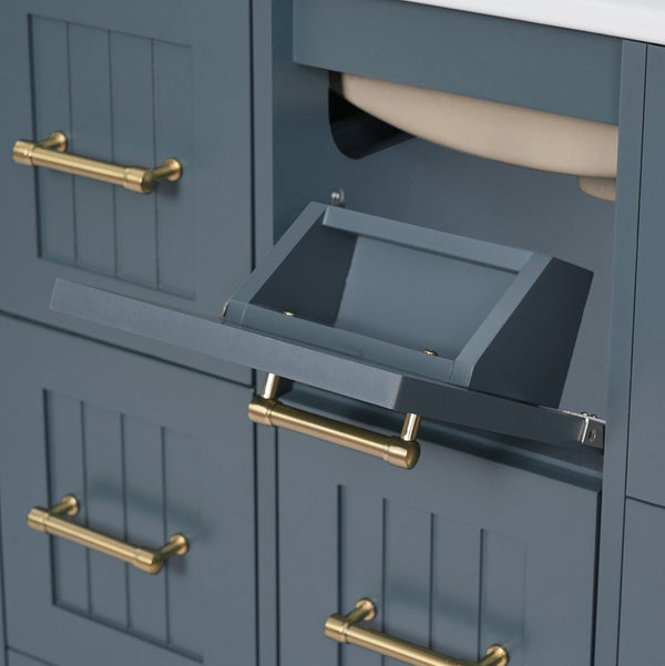 English Elm 30inch Bathroom Vanity with Undermount Sink, Tip-Out Tray, Soft-Close Doors, Spacious Drawers & Handles Blue N710P331580C