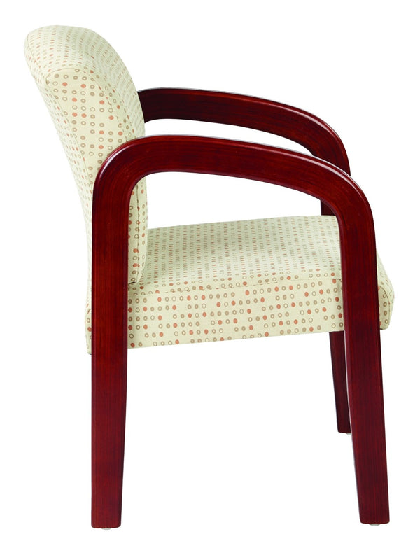 OSP Home Furnishings Cherry Finish Solid Wood Visitor Chair with Lumbar Support for Office or Reception Areas WD387-K100