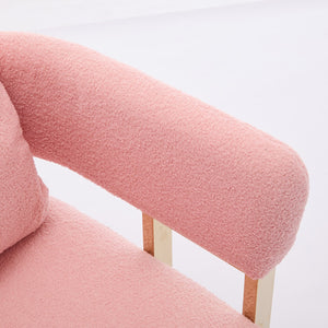 English Elm Ts Teddy Fleece Accent Chair Set Two Plush Seats Gold Square Legs Glam Decor Pink W2311P190459