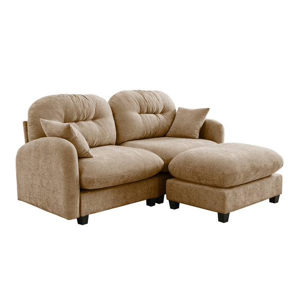 English Elm Cloud Sectional L-Shaped Sofa With Movable Ottoman, Soft Chenille Fabric, Elegant Tufted Design W714S01375
