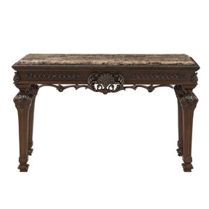 English Elm Solid Wood Hand Carved Console Table Marble Top Cherry Finish Formal Entryway Piece B011P474464