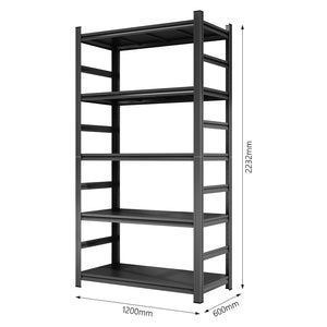 English Elm 87 Inch Five Shelf Heavy Duty Metal Storage Rack for Garage Basement Tool Room W1831P332027