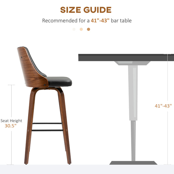 English Elm Homcom Stylish Pu Leather Swivel Bar Stools - Set Of 2 With Footrest & Tufted Back For Comfort W2225P217133