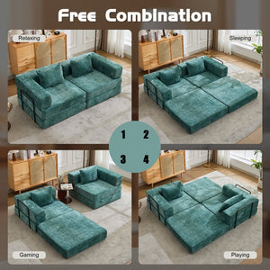 English Elm Compression Convertible Floor Sofa Bed - Cozy Chenille Loveseat For Small Spaces, No Assembly Needed! W3723P345641