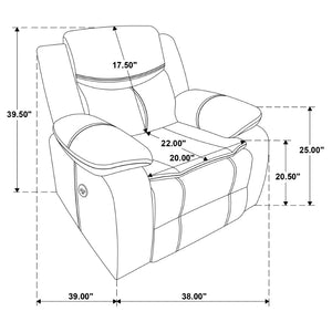 English Elm Salerno Faux Leather Power Recliner Club Chair with Usb Port and Accent Stitching Dark Brown B062P451789