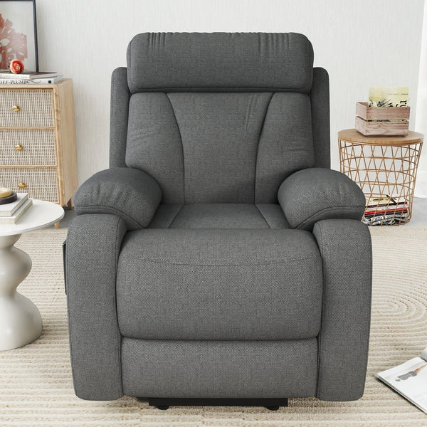 English Elm Power Lift Recliner For Seniors – Compact Electric Chair In Dark Gray Snowflake Velvet, Remote Control W1028S00052-GIGA
