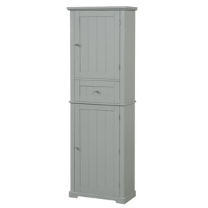 English Elm Tall Bathroom Storage Cabinet - Stylish Freestanding Organizer With Drawer & Adjustable Shelf In Grey N725P206890E-GIGA