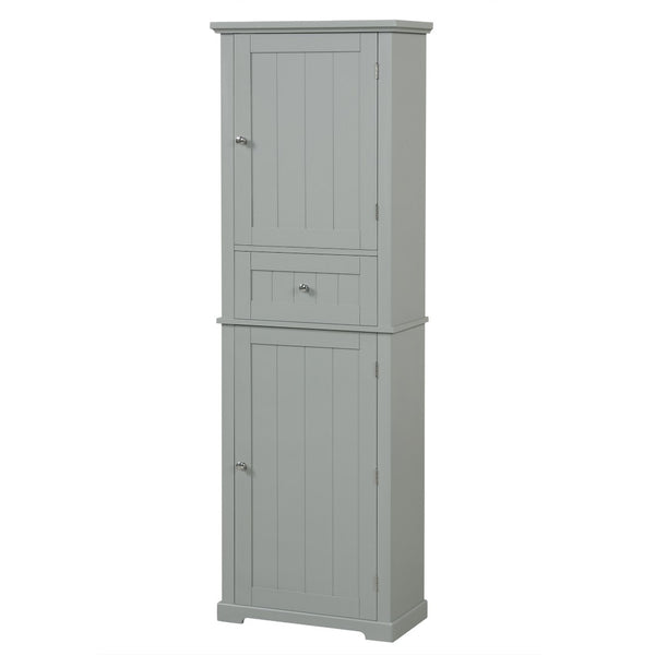 English Elm Tall Bathroom Storage Cabinet - Stylish Freestanding Organizer With Drawer & Adjustable Shelf In Grey N725P206890E-GIGA