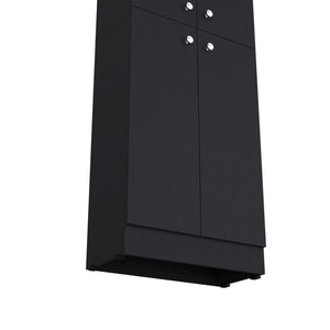 English Elm Cameron Pantry Cabinet for Modern Kitchens with 4 Doors, 5 Hidden Shelves, Elegant Space-Saving Design Black 42.92 L x 28.75 W x 5.12 H B128P189935