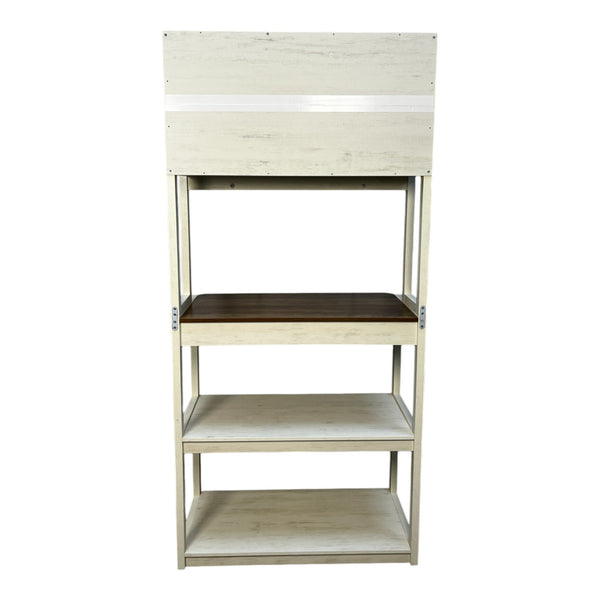 English Elm 39.37" 5-Tier Bakers Rack for Kitchen with Spacious Shelves, Durable Particle Board, Coffee Bar Stand Brown+White W1412P230434