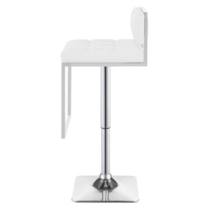 English Elm Alameda Upholstered Adjustable Bar Stool in Chrome & White — Plush Leatherette Seat, U-Footrest Comfort B062P344898