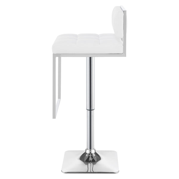 English Elm Alameda Upholstered Adjustable Bar Stool in Chrome & White — Plush Leatherette Seat, U-Footrest Comfort B062P344898