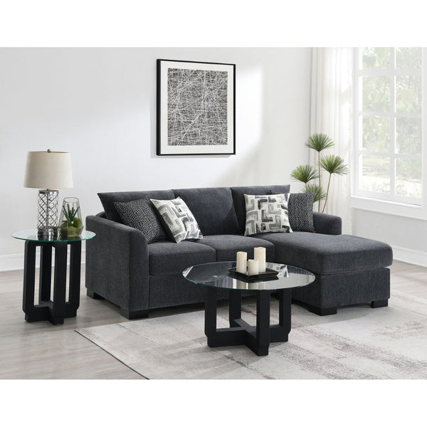 English Elm Pacheco Charcoal Fabric Sleeper Sectional with Chaise Pocket Coil Cushions Modern Living B062P451783