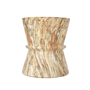English Elm U_style Hourglass Mgo Concrete Outdoor Accent Table Sculptural Stone Texture Patio Decor Amber,Brown N711P422072A