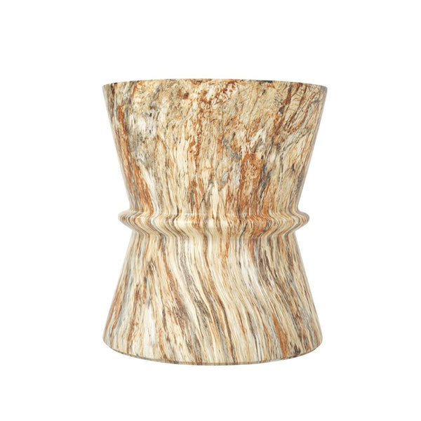 English Elm U_style Hourglass Mgo Concrete Outdoor Accent Table Sculptural Stone Texture Patio Decor Amber,Brown N711P422072A