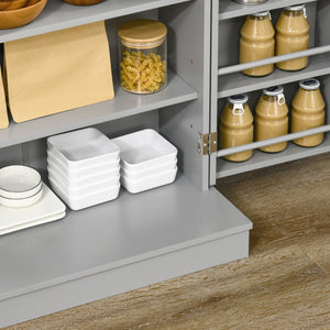 English Elm HOMCOM 41" Kitchen Pantry Cabinet with 5-Tier Shelves, 12 Door Racks, Anti-Tip Straps, Sleek Design Gray W2225P217116