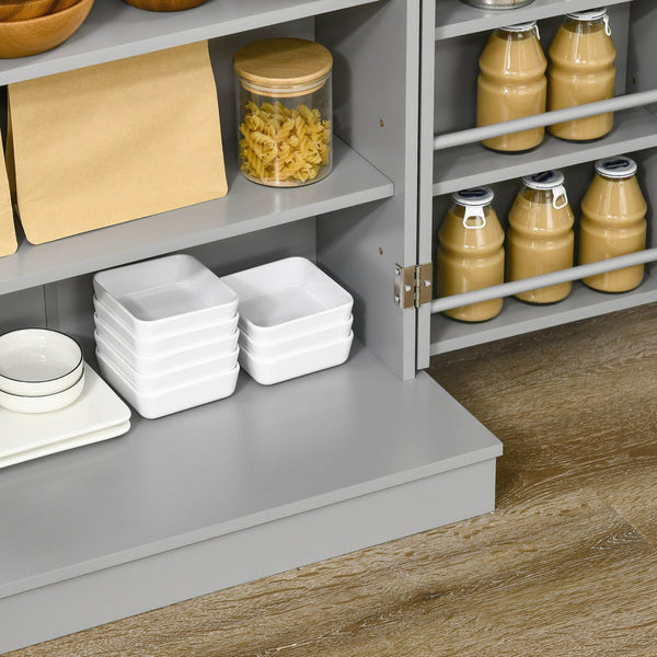 English Elm HOMCOM 41" Kitchen Pantry Cabinet with 5-Tier Shelves, 12 Door Racks, Anti-Tip Straps, Sleek Design Gray W2225P217116