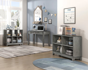 English Elm Gray 6-Shelf Bookcase with Okume Veneer Rustic-Transitional Design, Sturdy Storage for Home Office Gray 45.75 L x 19.75 W x 15.5 H B011P294713