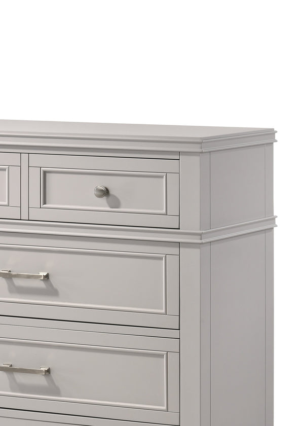 English Elm Gray 5 Drawer Chest Solid Wood+MDF | French Dovetail Drawers, Transitional Design, Custom Hardware B2699P236723