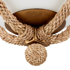 Passageway Rope Flush Mount Light - Coastal Style with Dorado Gold Finish & Frosted Globe Design