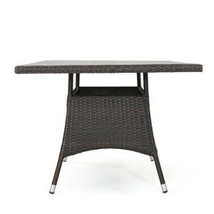English Elm Corsica Outdoor Rectangular Wicker Dining Table Seats Six for Patio Entertaining N767P360874B