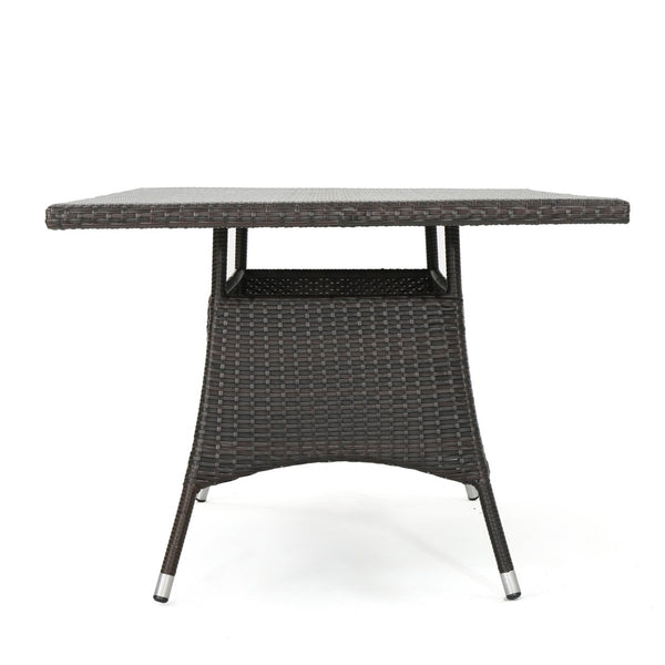 English Elm Corsica Outdoor Rectangular Wicker Dining Table Seats Six for Patio Entertaining N767P360874B