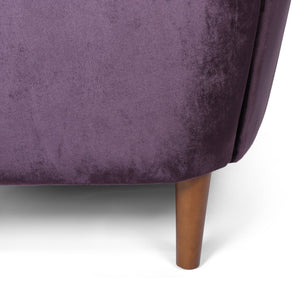 English Elm 3-seater Velvet Sofa with Button Tufting Shell Arms and Tapered Legs for Living Room Purple 66957.00ANVLTBLKBRY_66957.00BNVLTBLKBRY