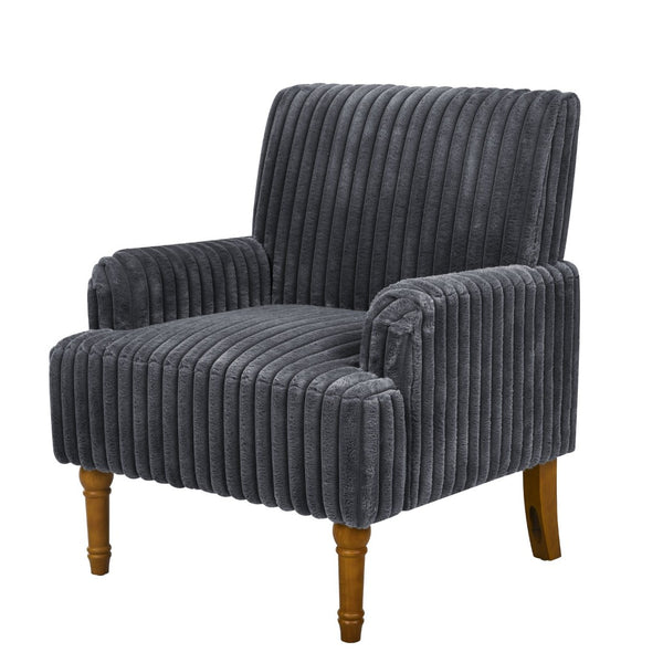 English Elm Modern Wide Wale Corduroy Accent Chair Solid Wood Legs Upholstered Living Room Seat Dark Grey W5568P445687