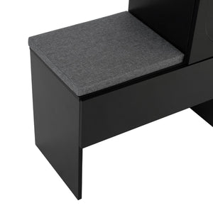 English Elm On-Trend Modern 2-In-1 Shoe Cabinet With Cushion, Adjustable Shelves & Elegant Arched Doors For Entryway N721P245716B-GIGA