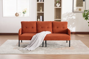 English Elm United We Win Corduroy Loveseat Plush Ergonomic Sofa with Spring Support Metal Legs Orange W1568P410045