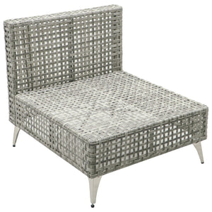 English Elm K&k 7 Piece Outdoor Modular Sectional Wicker Sofa Set with Tempered Glass Coffee Table Grey N707S000011G
