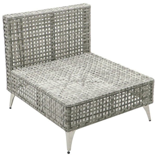 English Elm K&k 7 Piece Outdoor Modular Sectional Wicker Sofa Set with Tempered Glass Coffee Table Grey N707S000011G