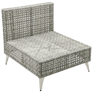 English Elm K&K 8-Piece Patio Conversation Set with 43" 60,000 BTU Propane Fire Pit, UV Wicker & Thick Cushions Grey N707S000012G